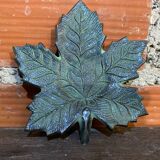Vintage Greenish-Gray Metal Leaf-Shaped Empty Pocket Bowl