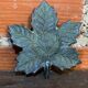 Vintage Greenish-Gray Metal Leaf-Shaped Empty Pocket Bowl