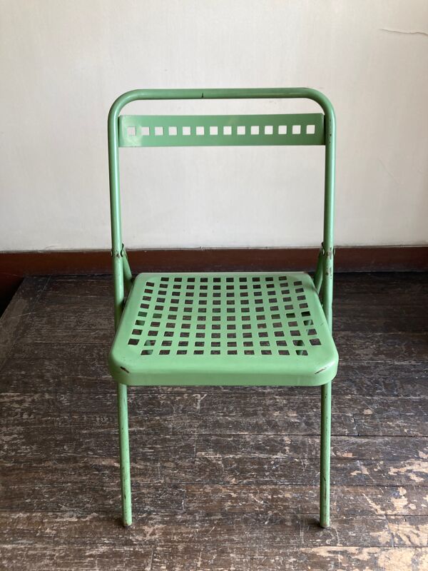 Chaise de jardin en tôle perforée 1950
