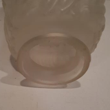 Vase in molded pressed glass frosted white stylized in art deco shapes