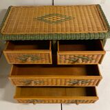 Wicker and wood chest of drawers