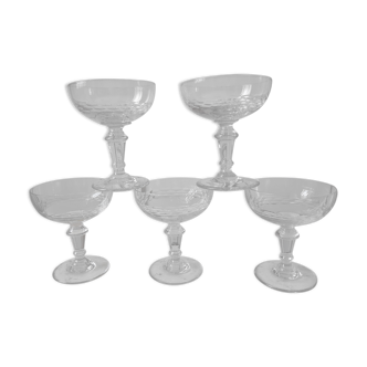 Lot de 5 coupes à champagne en cristal années 20
