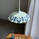 Vintage suspension in white and blue glass with wavy edge D46 H53