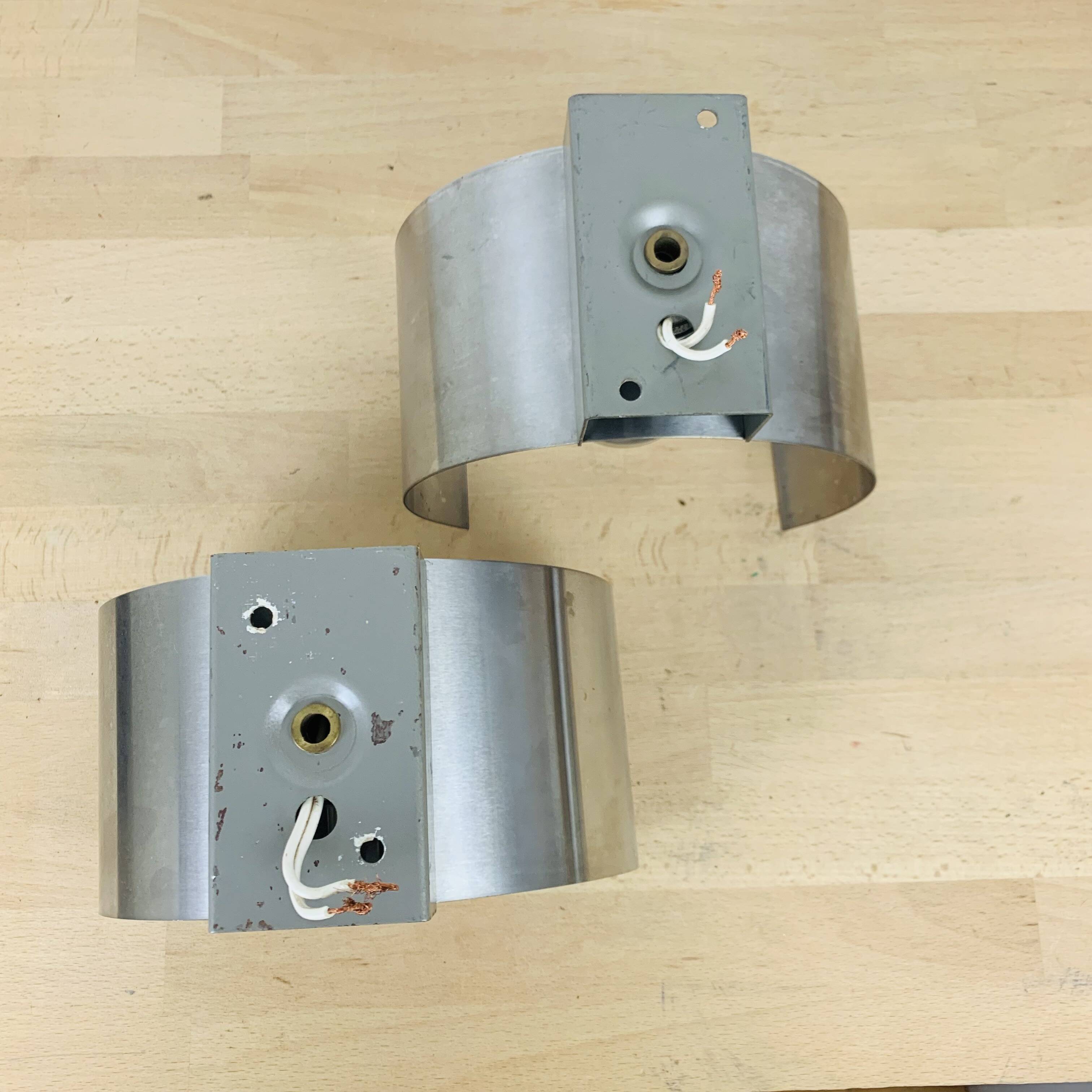 Pair of 70's brushed aluminum space age wall lights