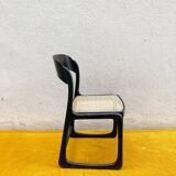 Baumann sleigh chair – wenge bentwood & cane seat (1960s-70s)