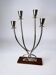 Art deco candlestick in stainless steel and rosewood, 4 flames, Spain, 1970s