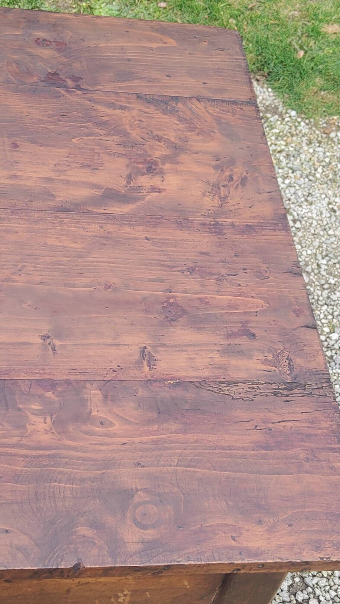 Farm table in oak and white wood 160cm 1 drawer t 20th century