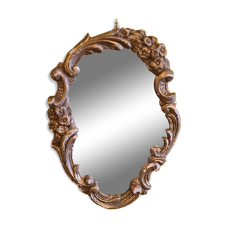 Plâtre doré miroir vintage Français classique, milieu du XXème siècle, 52x38 cm