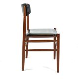 Two dining room chairs in teak and upholstered with black leather of Danish design, 1960s