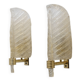 Paire d'appliques en verre de Murano de style Barovier & Toso « Graniglia » du milieu du siècle