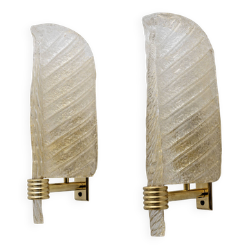 Paire d'appliques en verre de Murano de style Barovier & Toso « Graniglia » du milieu du siècle