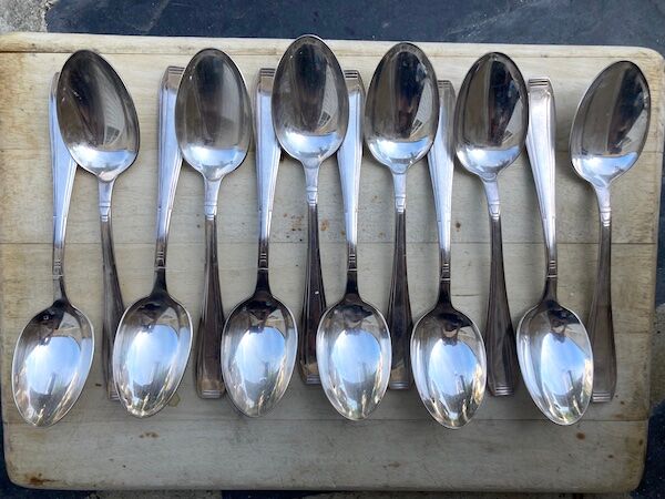12 Silver Metal Spoons