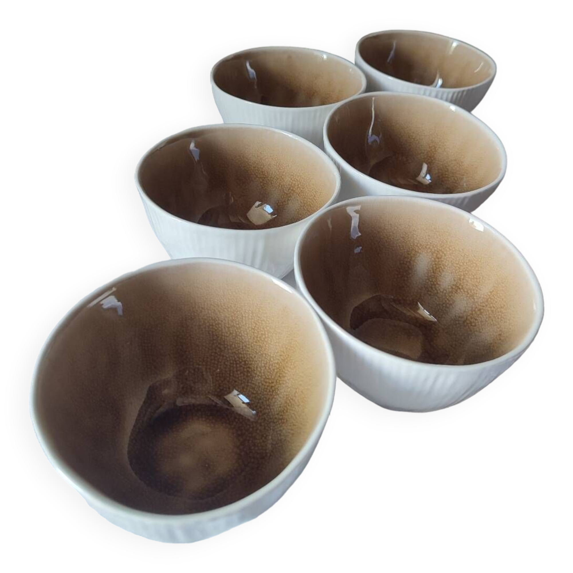 Set of 6 fungus-style glazed ceramic glasses