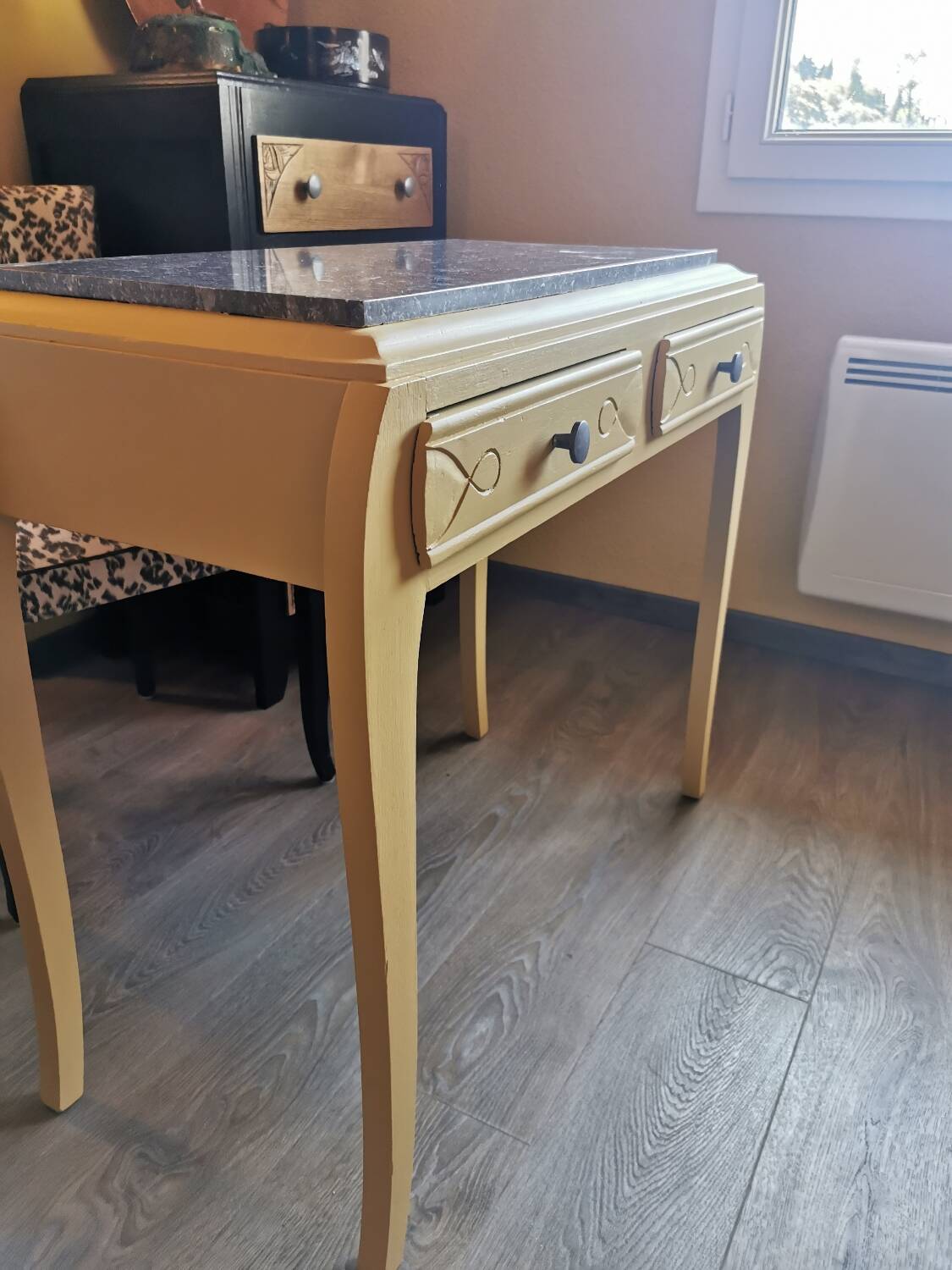 Grey marble art deco console