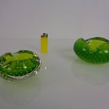 Green Sommerso Murano Glass Ashtrays, Italy, 1960s, Set of 2
