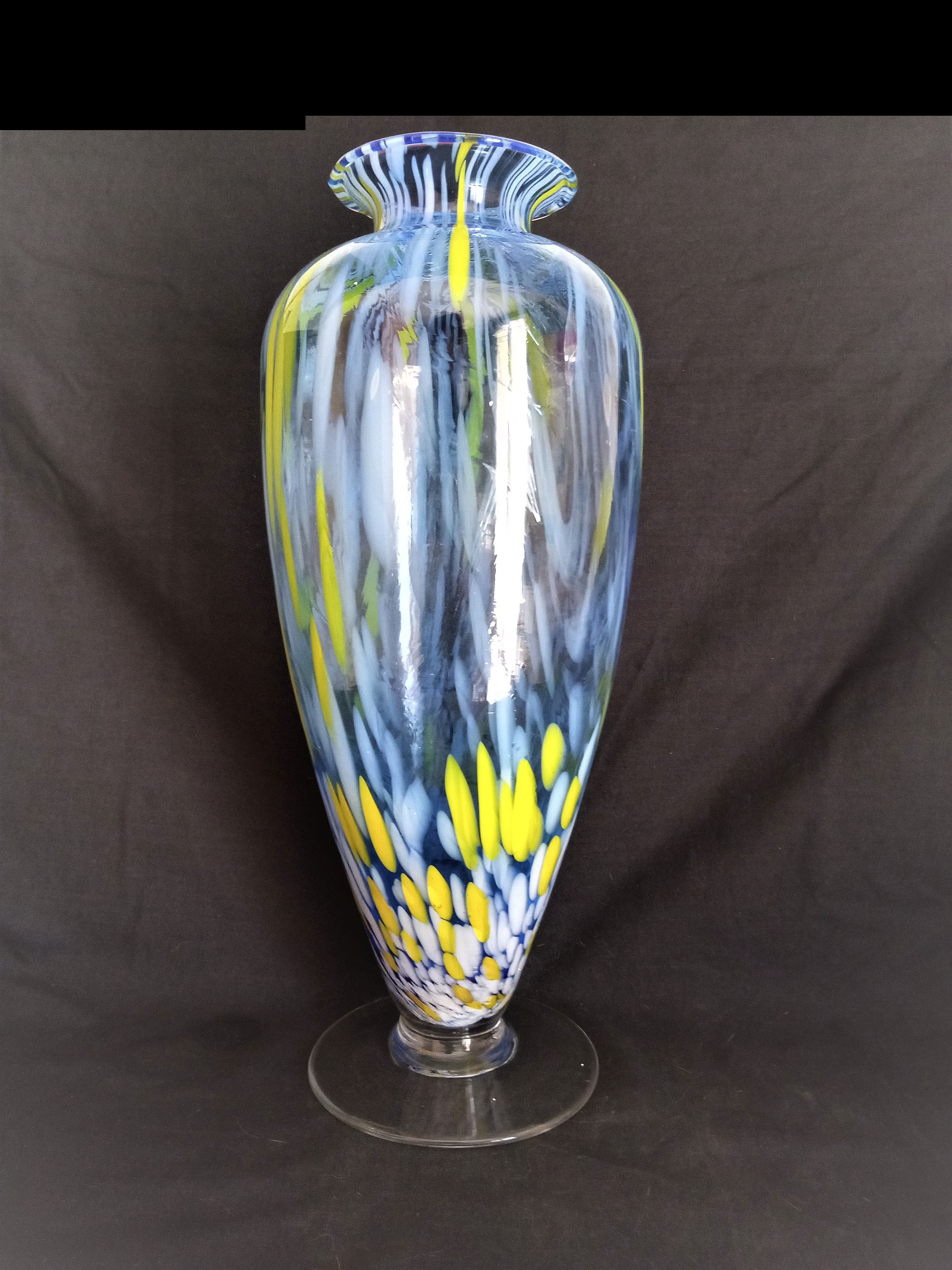 Large Murano glass vase, handmade, 38 cm high