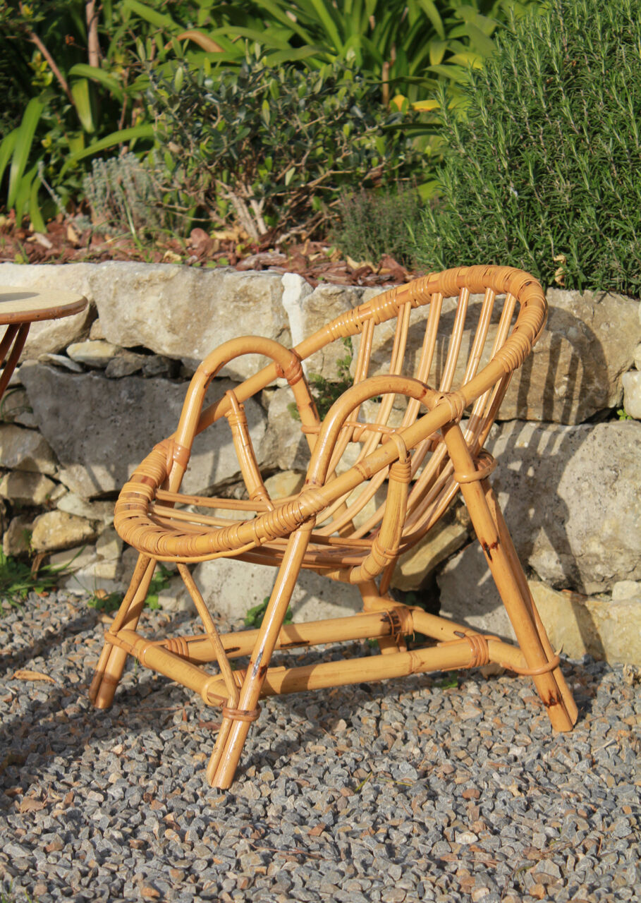 Vintage set for children in rattan