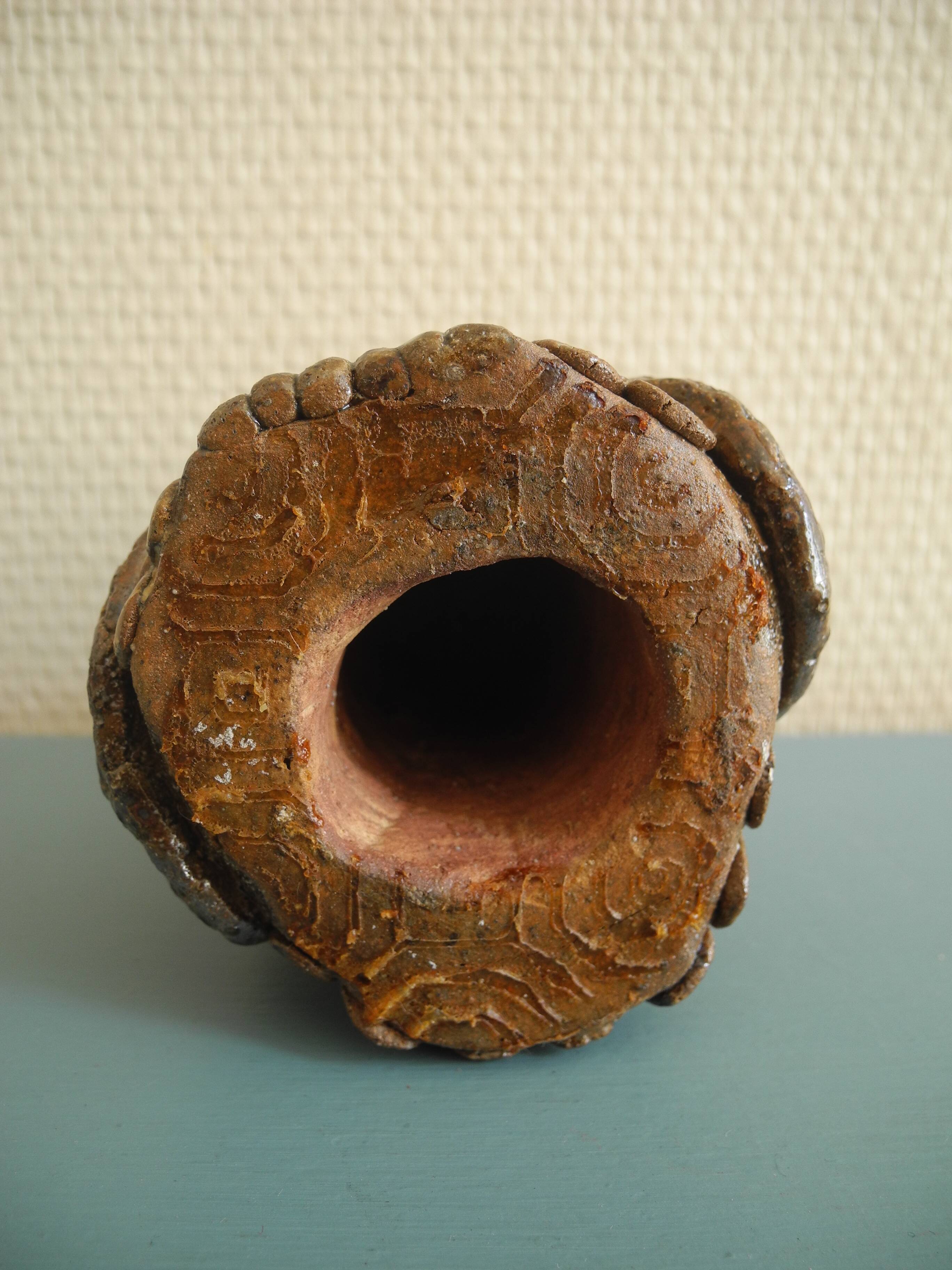 Ancienne sculpture chouette céramique terre cuite old ceramic owl statuette