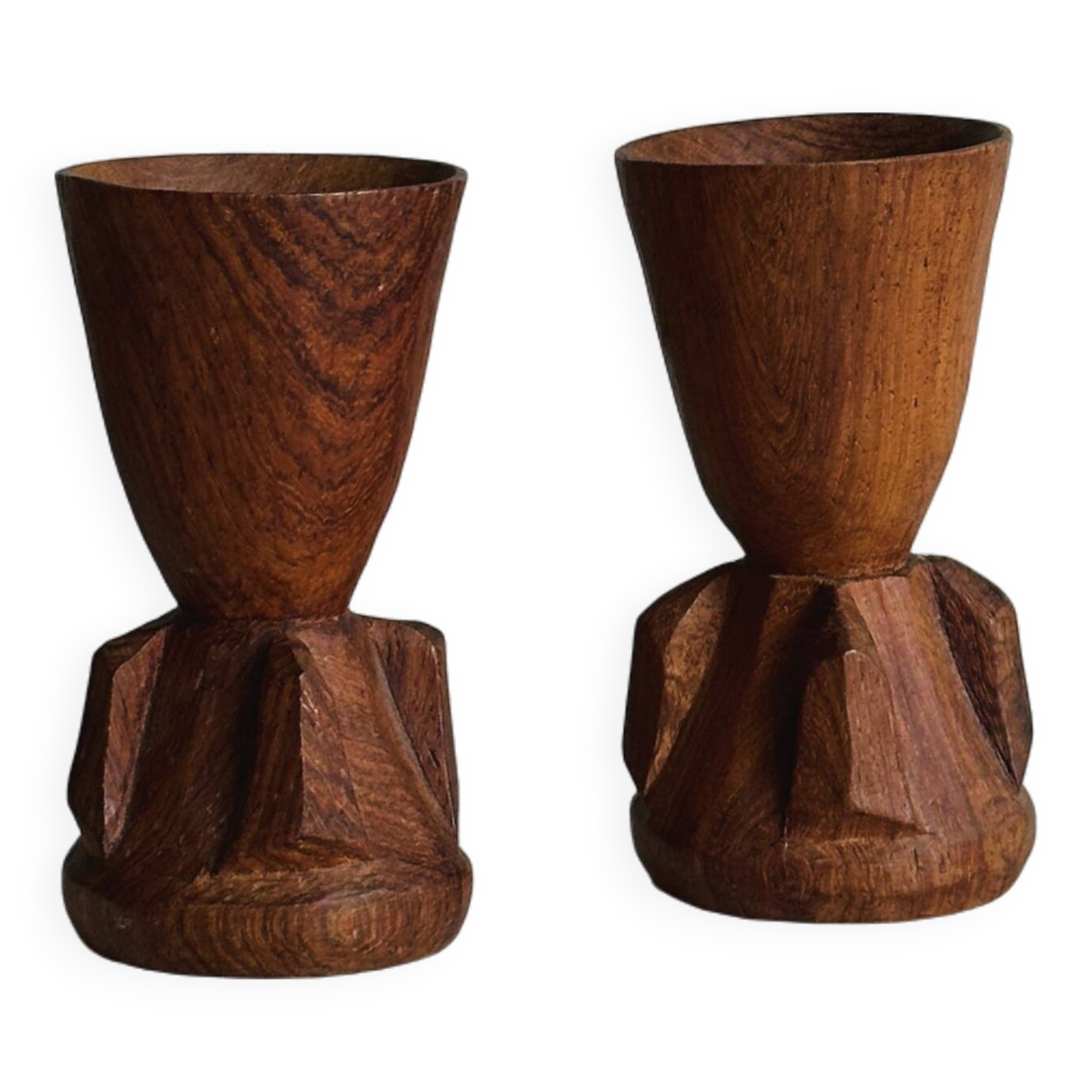 Pair of wooden egg cups