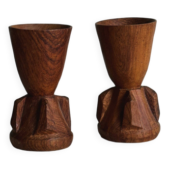 Pair of wooden egg cups