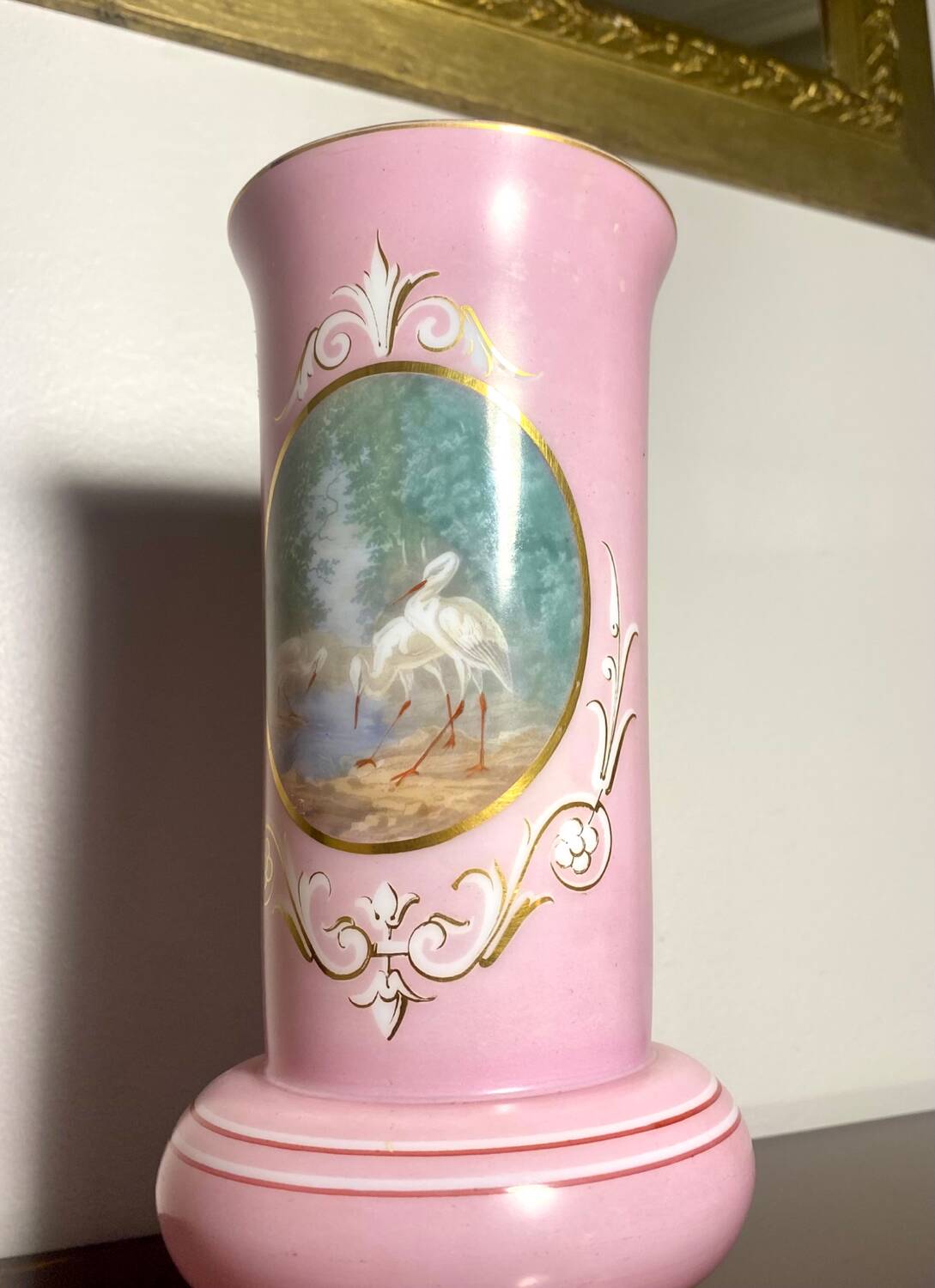 Opaline Vase Saint Louis peint main