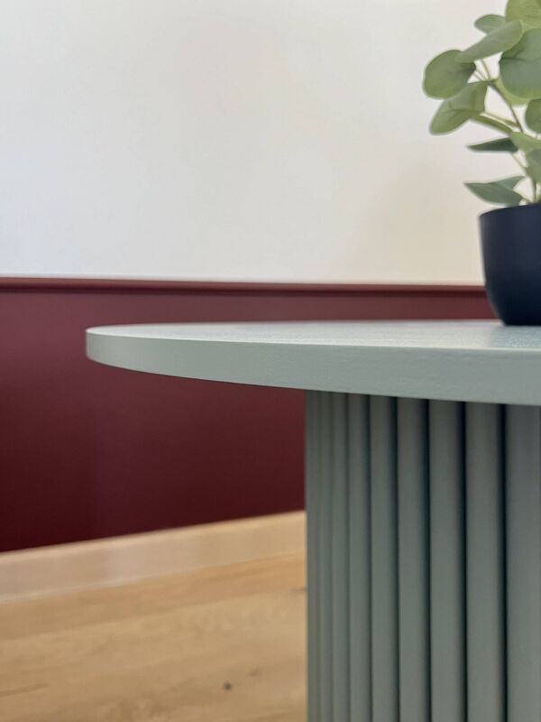 table basse ronde cannelée vert vente Ø 70 cm