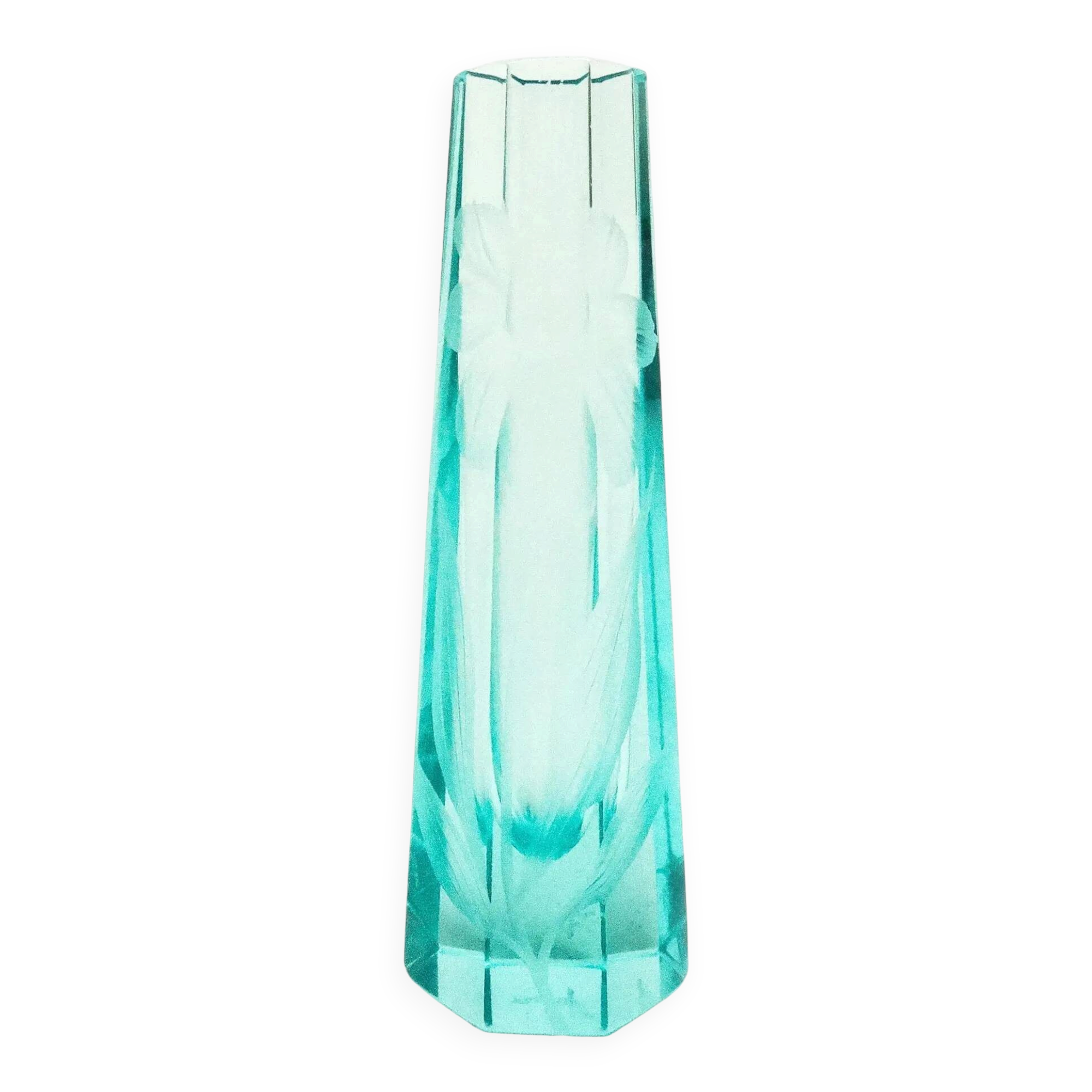 Art Nouveau vase, uranium crystal, Moser, Czechia, early 20th century