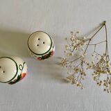 Salière et poivrière en céramique fraise vintage