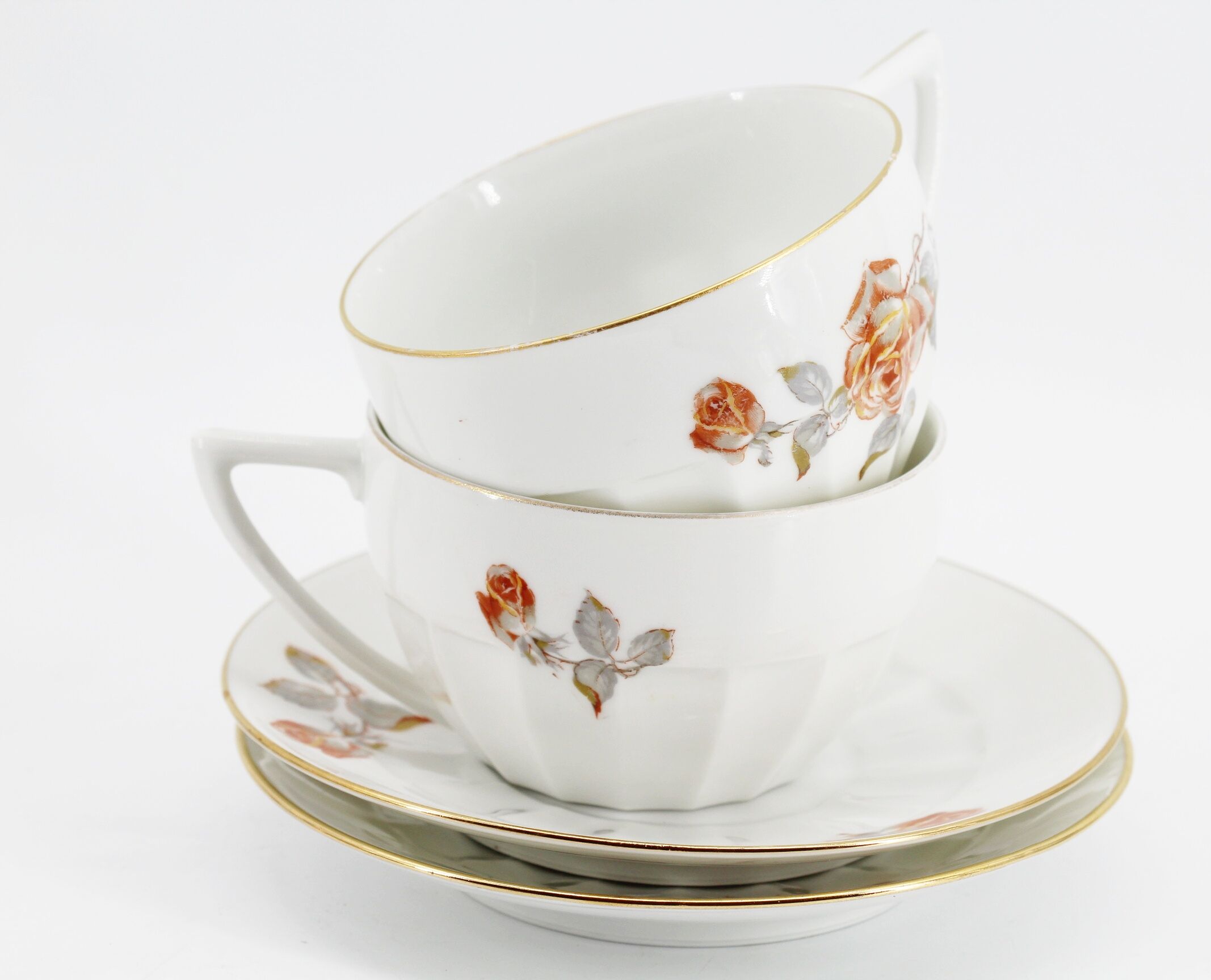 Lot de 2 tasses et sous tasses porcelaine Lamotte