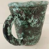 Large vintage turquoise ceramic pot from the 60s. Perfect condition. Dimensions: 20 cm high x 17 l.