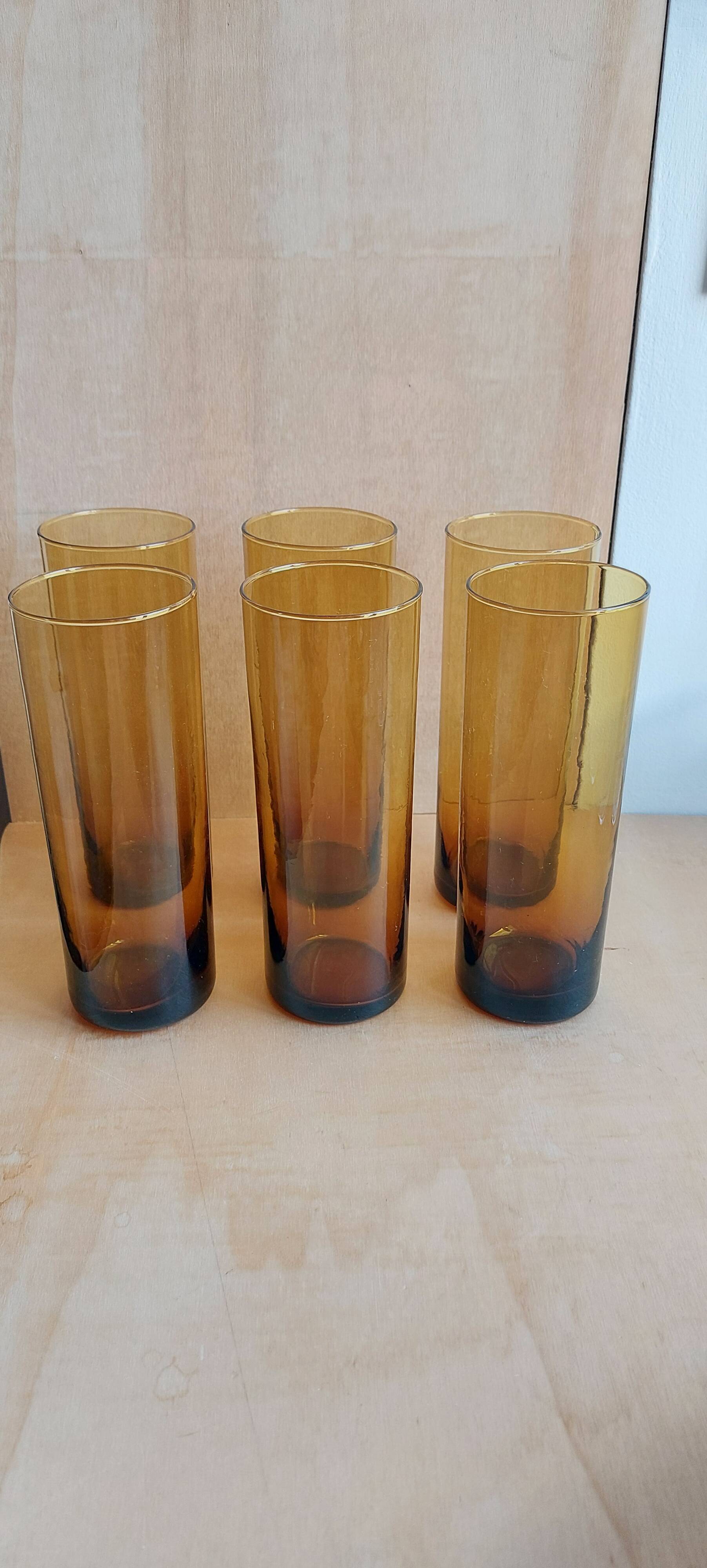 Set of 6 vintage amber glasses