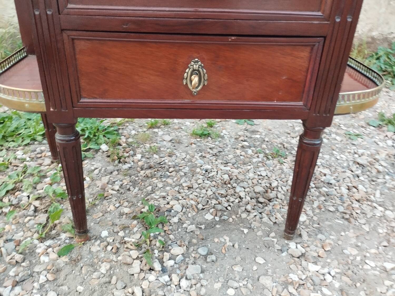 Antique Louis XVI style chest of drawers with marble top