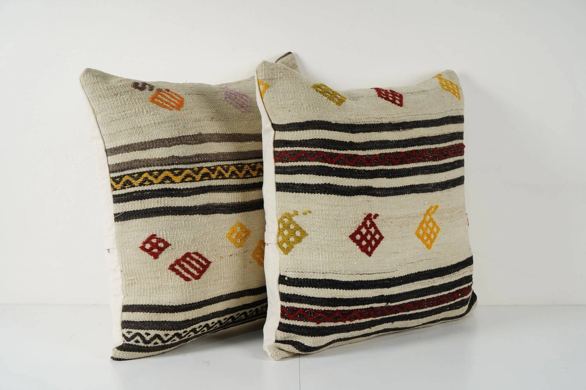 Set of 2 vintage kilim cushion covers 61x61 cm