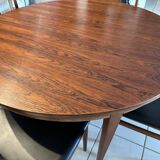 Table ronde extensible Palissandre Danemark vintage 1970