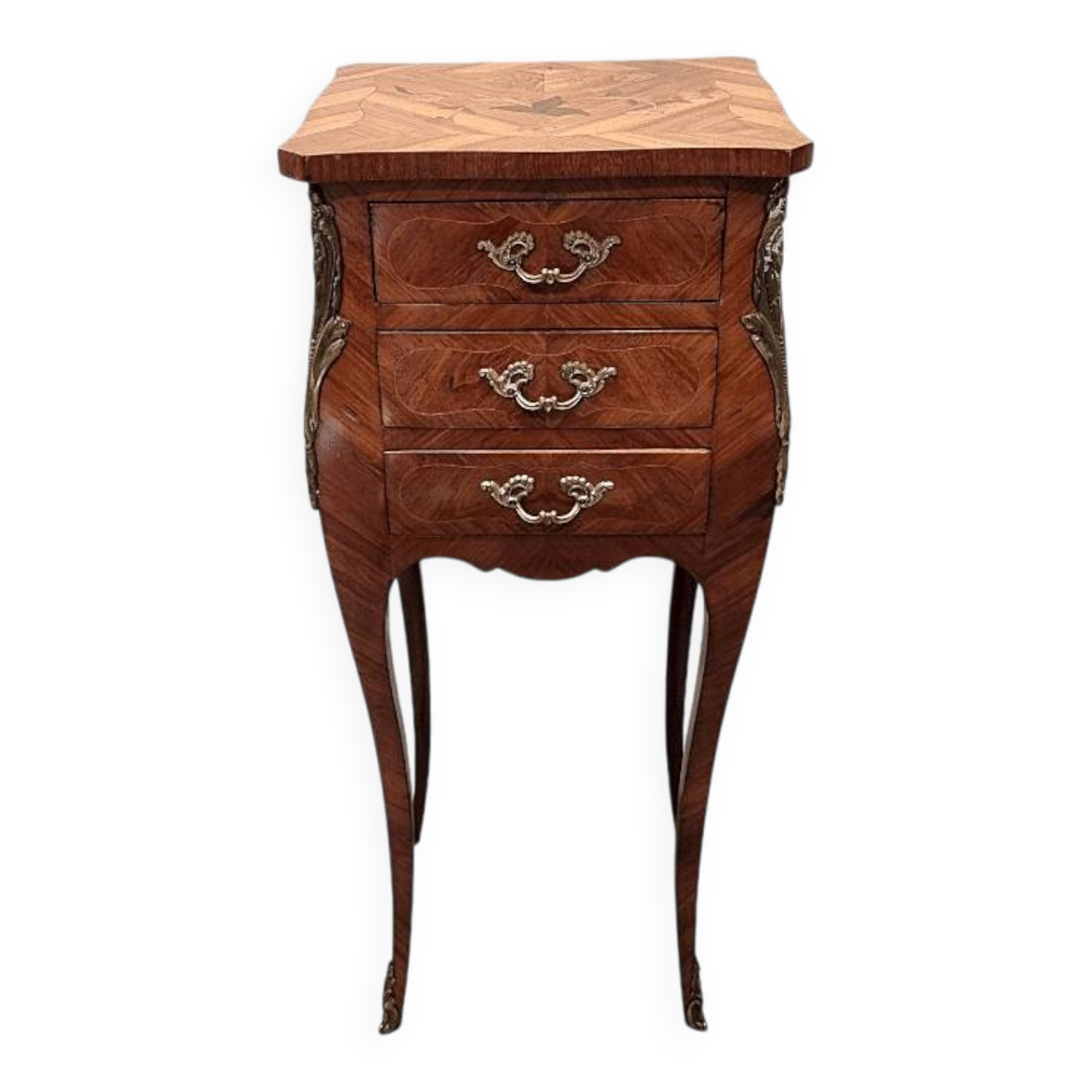 Table de chevet de style Louis XV avec 3 tiroirs, années 1960/70.