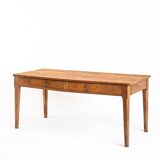 Farmhouse table with two large drawers. Oak wood. France, 1940s-50s