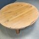 Large tripod round wooden brutalist coffee table, 1960s