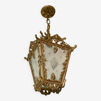 Antique Louis XV style bronze lantern chandelier
