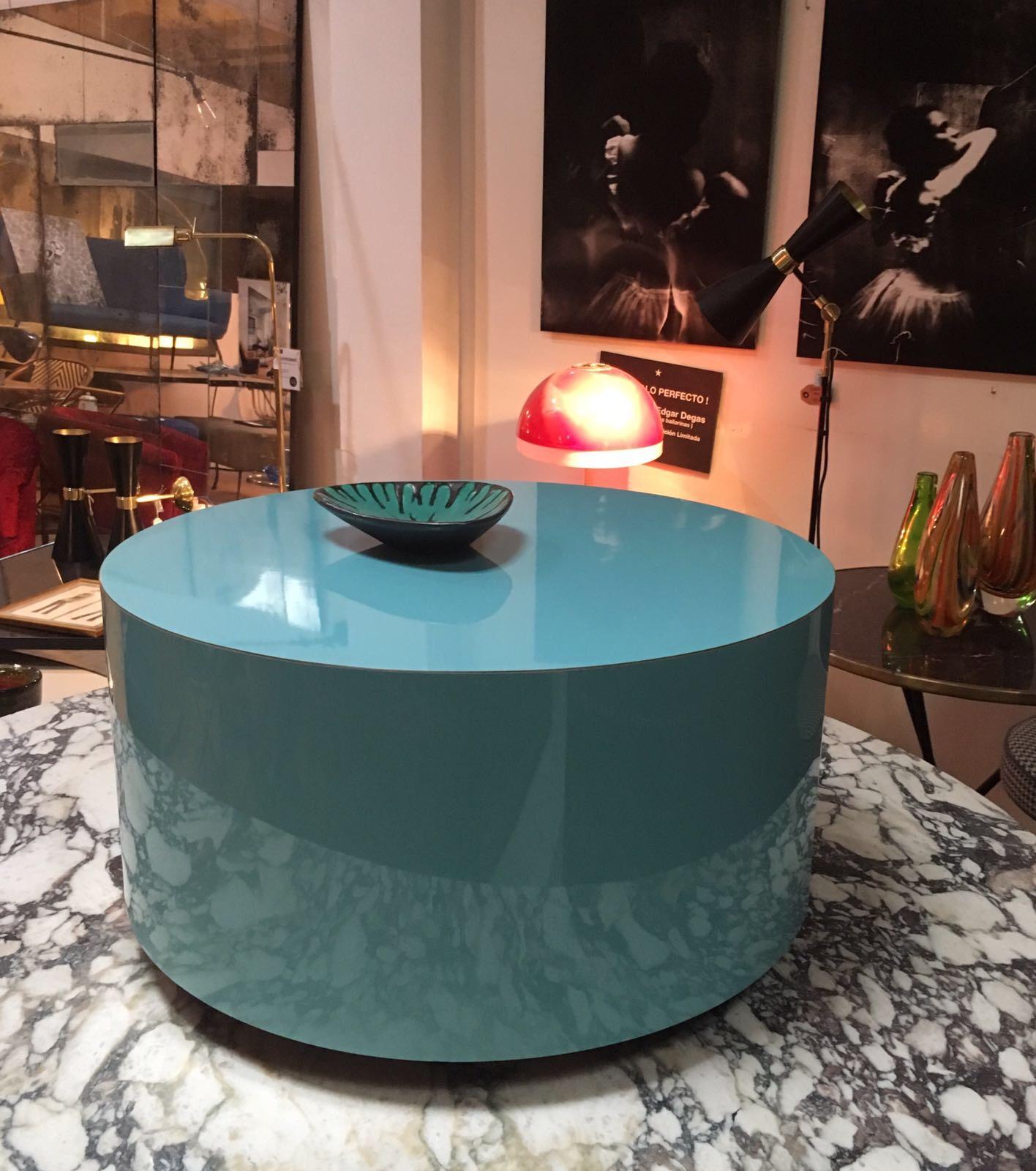 Auxiliary Table, High Gloss Laminate, Full Moon or Half Moon, Handmade, Size L