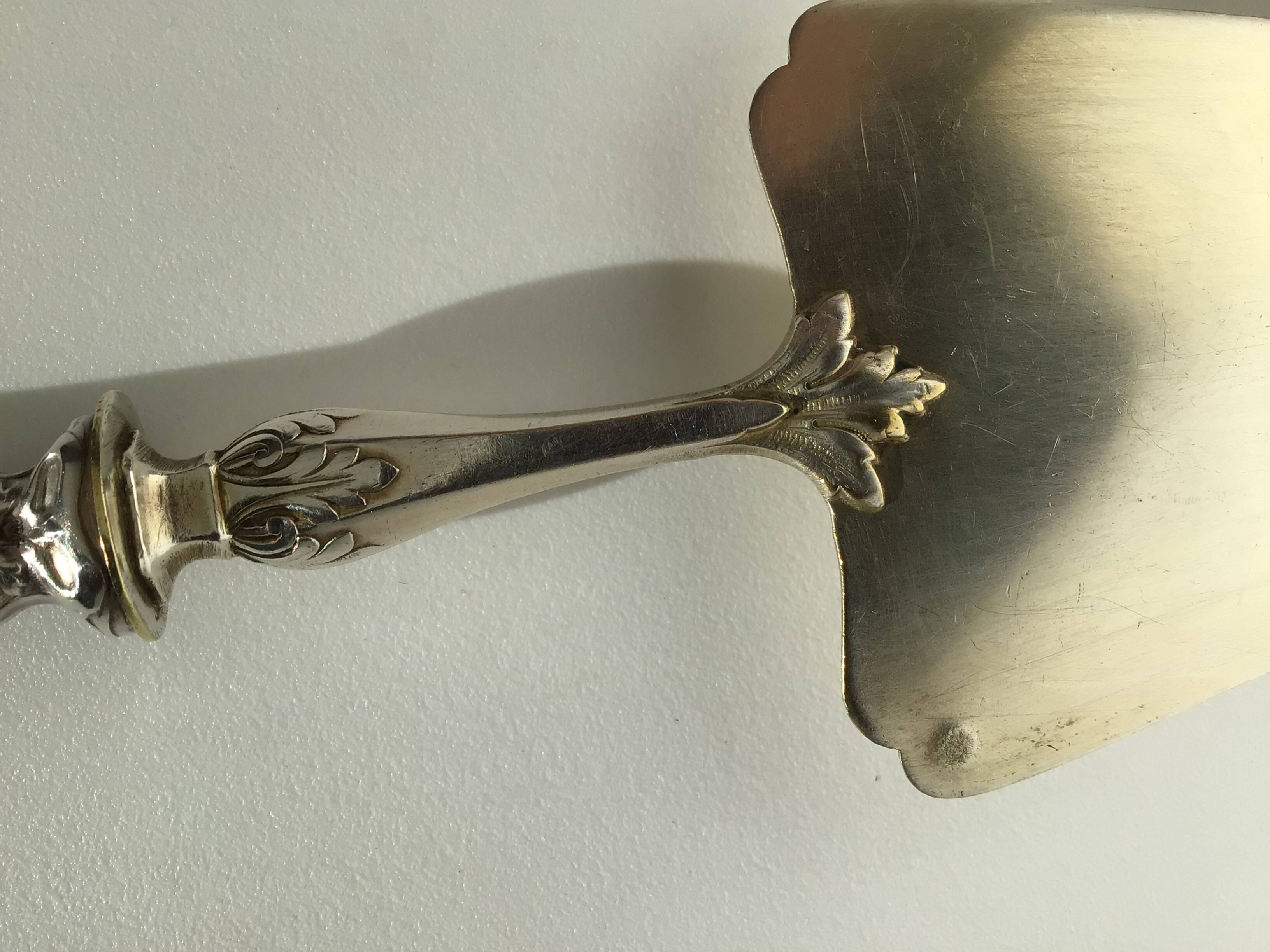 Cake or pie server 19th century silver metal engraved punch