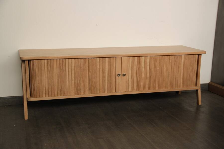 Scandinavian solid oak TV cabinet
