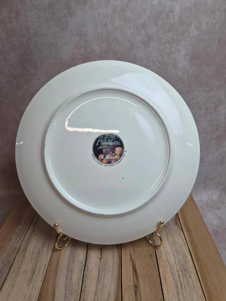 Large Gien plate Cueillette D. Lalande 30 cm – Fruit & violet decoration