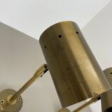 Set of two large minimalist Brass "tube" Wall Light Sconces, Italy 1970s