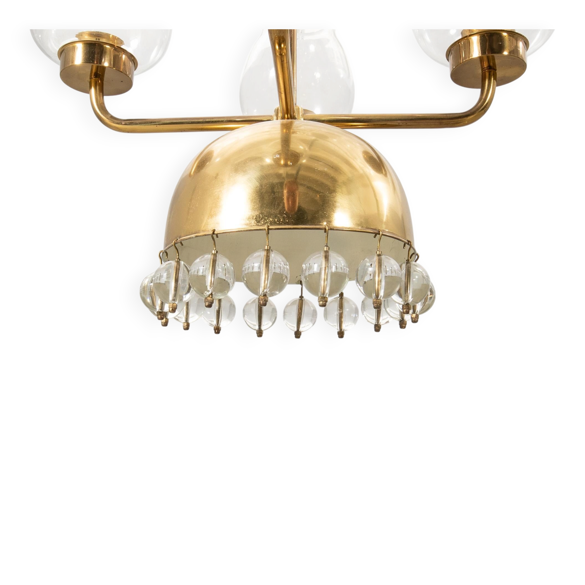 Chandelier Erik Höglund Brass and glass Sweden 1960