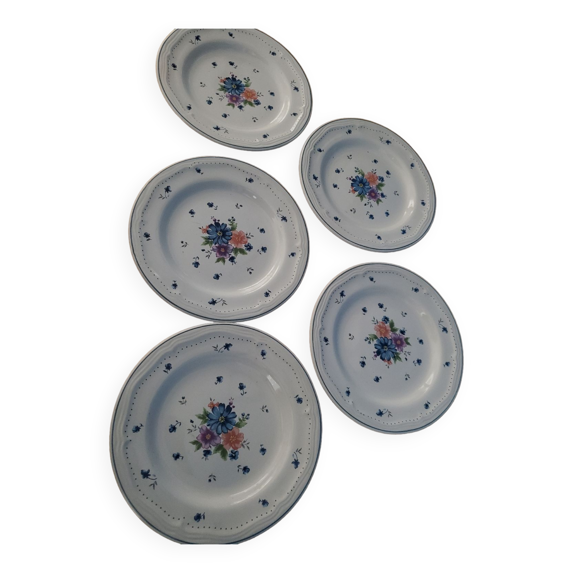 Lot 5 plates for dessert provincial bouquet