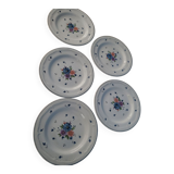 Lot 5 assiettes à dessert provincial bouquet