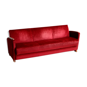 Canapé-lit en velours - rouge