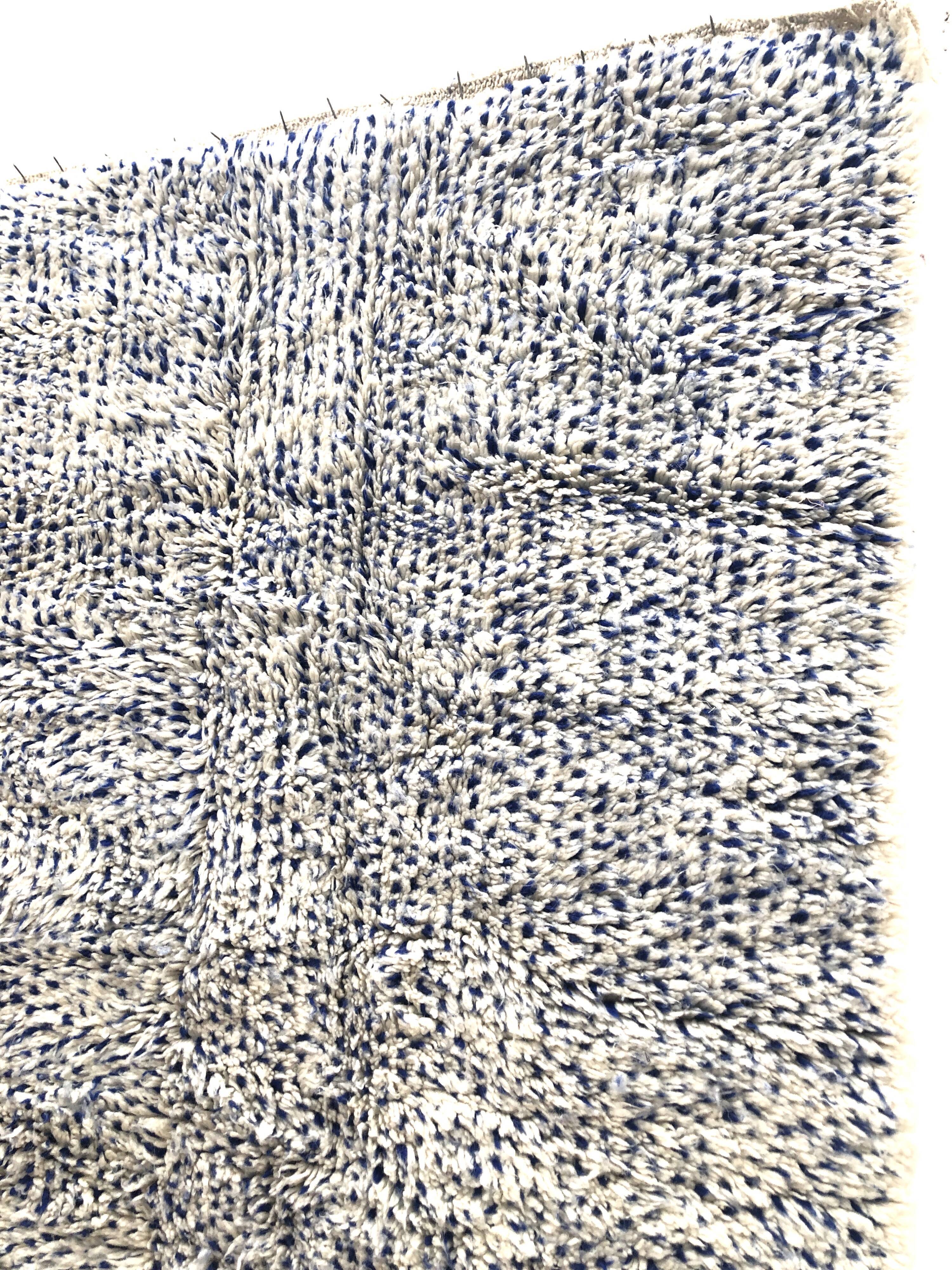 Moroccan Berber carpet Beni Ouarain speckled majorelle blue 2,45x1.56m