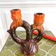 1960s ceramic two-branch candlestick chandelier