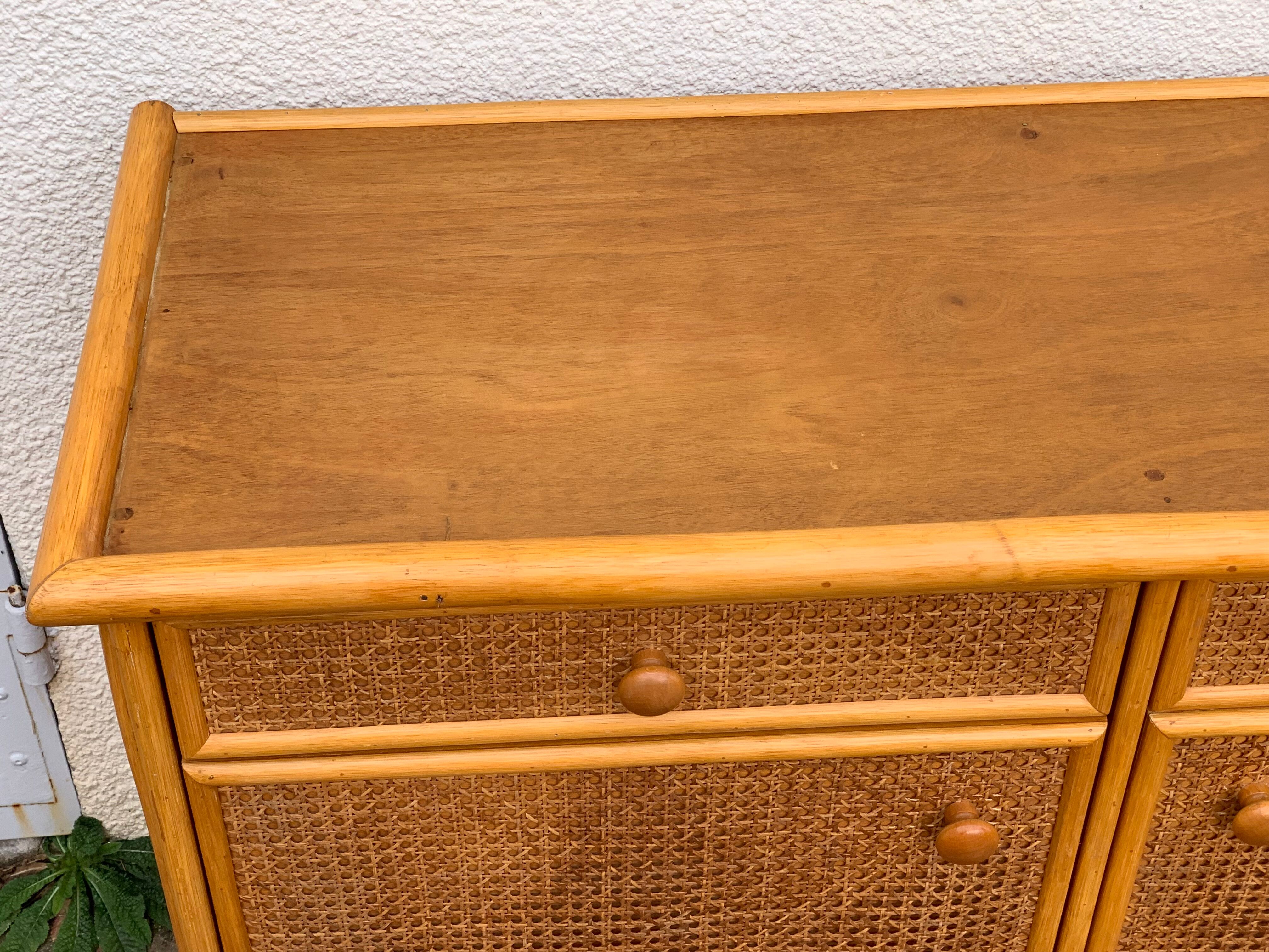 Vintage buffet in bamboo and cannage 1970